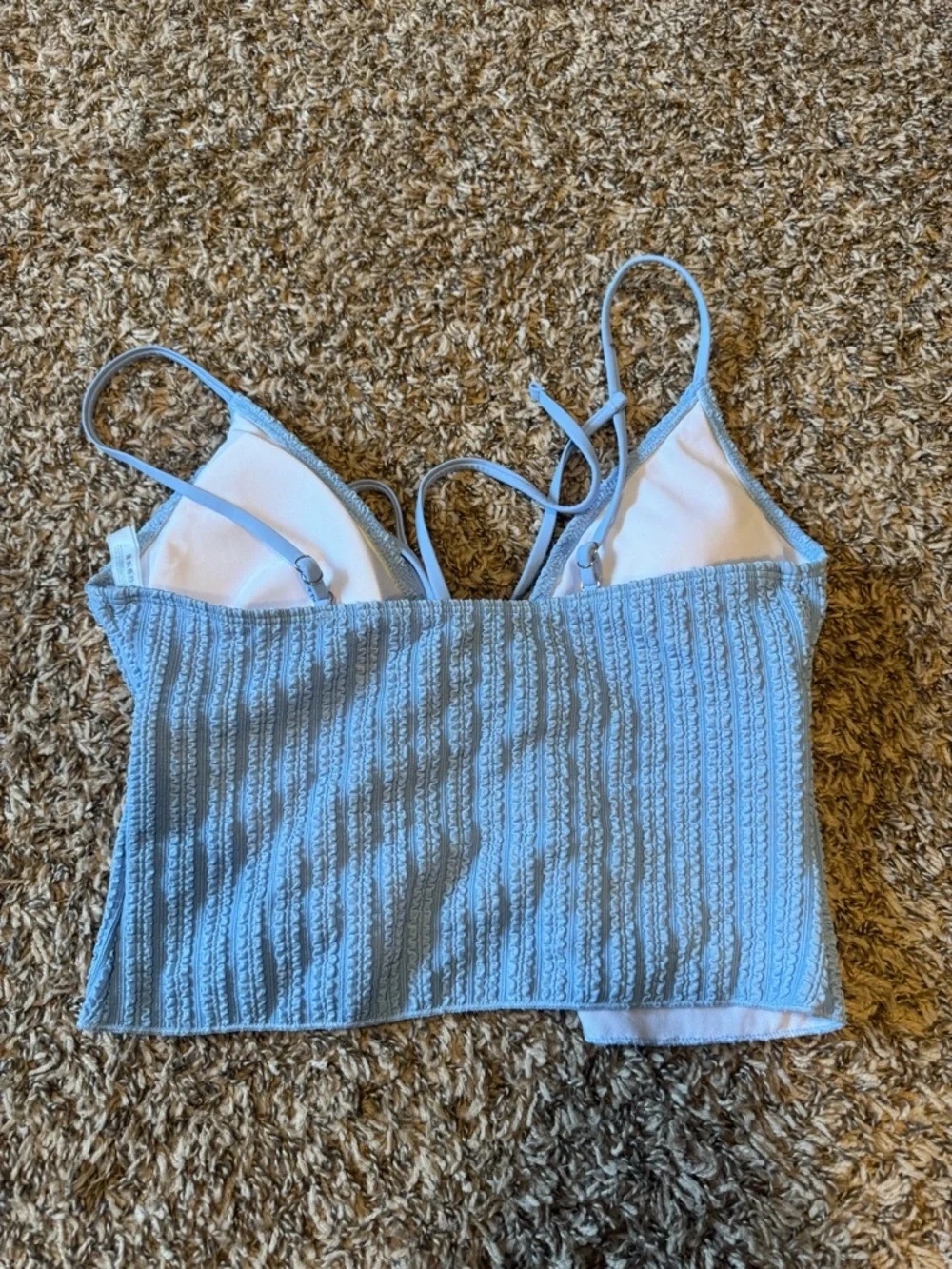 Light Blue Ribbed Two-Piece Tankini Set - Picture 6 of 6
